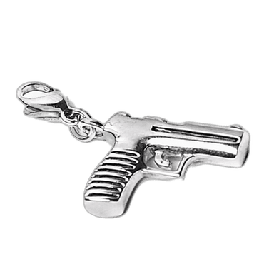 Small objects shaped like guns or handcuffs (e.g., pendants, charms)